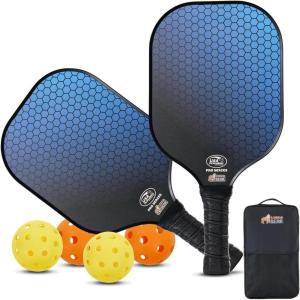 imageGorilla Gear USAPA Approved Pickleball Starter Set Fiberglass Paddles with Bag and Balls Indoor Outdoor Court Use Comfortable Racket Grip Oversized Sweet Spot Pickle Ball Paddle for Men WomenBlue