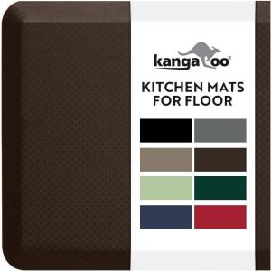 imageKANGAROO Thick Ergonomic Anti Fatigue Mats for Kitchen Floor Cushioned Standing Office Desk Mat Waterproof Scratch Resistant Topside Supportive All Day Comfort Padded Foam Rugs 17x24 BlackBrown