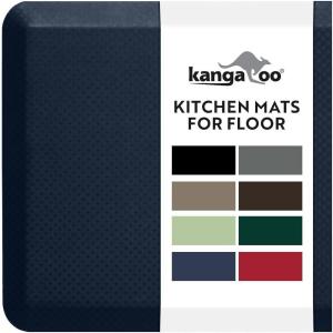 imageKANGAROO Thick Ergonomic Anti Fatigue Mats for Kitchen Floor Cushioned Standing Office Desk Mat Waterproof Scratch Resistant Topside Supportive All Day Comfort Padded Foam Rugs 17x24 BlackNavy