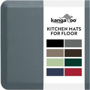 imageKANGAROO Thick Ergonomic Anti Fatigue Mats for Kitchen Floor Cushioned Standing Office Desk Mat Waterproof Scratch Resistant Topside Supportive All Day Comfort Padded Foam Rugs 17x24 BlackCharcoal