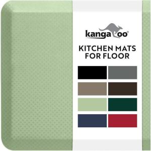 imageKANGAROO Thick Ergonomic Anti Fatigue Mats for Kitchen Floor Cushioned Standing Office Desk Mat Waterproof Scratch Resistant Topside Supportive All Day Comfort Padded Foam Rugs 17x24 BlackSage Green