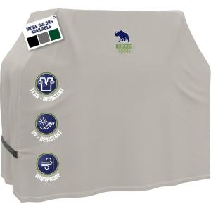 imageRugged Rhino Heavy Duty Grill Cover for Outdoor Grills All Season Three Layer Waterproof Covers UV Resistant Windproof Secure Buckle Closure Grilling Griddle Outside Storage 55x23x42 BlackBeige