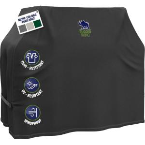 imageRugged Rhino Heavy Duty Grill Cover for Outdoor Grills All Season Three Layer Waterproof Covers UV Resistant Windproof Secure Buckle Closure Grilling Griddle Outside Storage 55x23x42 BlackBlack