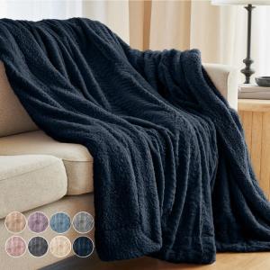 imageThe Connecticut Home Co Throw Blanket for Couch Soft Fluffy Room Decor Cozy Warm Throws for Bed Couches Gifts for Women Bedroom Cute Aesthetic Blankets Faux Fur and Sherpa 65x50 GrayNavy Faux Fur