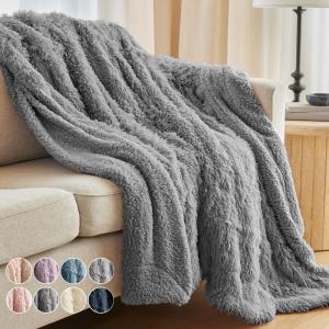 imageThe Connecticut Home Co Throw Blanket for Couch Soft Fluffy Room Decor Cozy Warm Throws for Bed Couches Gifts for Women Bedroom Cute Aesthetic Blankets Faux Fur and Sherpa 65x50 GraySilver Shag