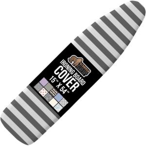 imageThe Original GORILLA GRIP Ironing Board Cover and Pad Silicone Coating Thick Scorch Resistant Padding Heavy Duty Iron Covers Standard Boards Hook and Loop Fastener Strap Silver 15x54Striped WhiteGray
