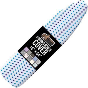 imageThe Original GORILLA GRIP Ironing Board Cover and Pad Silicone Coating Thick Scorch Resistant Padding Heavy Duty Iron Covers Standard Boards Hook and Loop Fastener Strap Silver 15x54Blue Dots