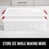 imageGORILLA GRIP Stackable Ice Cube Tray and Bucket Set for Freezer Includes 2 Trays with Lid and Scooper Easy Release Makes 56 Cubes for Cocktail Soda Coffee Leak Proof Bin Kit Kitchen Tools BlackRed