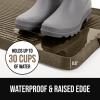 imageGORILLA GRIP Natural Rubber Indoor Outdoor Boot Tray for Shoes Waterproof Winter Mat with Raised Edges and Handle Tear Resistant Heavy Duty Home Garage Floor Mats Easy Clean Shoe Trays 24x16 BlackTaupe Brown