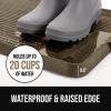 imageGORILLA GRIP Natural Rubber Indoor Outdoor Boot Tray for Shoes Waterproof Winter Mat with Raised Edges and Handle Tear Resistant Heavy Duty Home Garage Floor Mats Easy Clean Shoe Trays 24x16 BlackTaupe Brown