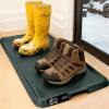 imageGORILLA GRIP Natural Rubber Indoor Outdoor Boot Tray for Shoes Waterproof Winter Mat with Raised Edges and Handle Tear Resistant Heavy Duty Home Garage Floor Mats Easy Clean Shoe Trays 24x16 BlackHunter Green