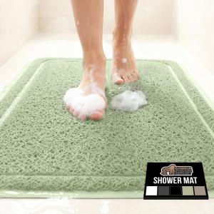 imageGORILLA GRIP Exfoliating Bath and Shower Mat Textured Backing Soft LoofahStyle Foot Scrubber for Outside or Inside Bathtub Quick Dry Easy Drainage Tub Floor Mats Bathroom Essentials 24x16 GraySage