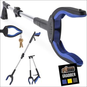 imageGORILLA GRIP Strong Rubber Lined Claw Grabber Ergonomic AntiSlip Reacher Tool for Seniors 360 Magnetic Rotating Head Reaching Pick Up Stick Foldable Trash Picker Handicap Gripper YellowBlue
