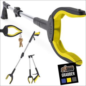 imageGORILLA GRIP Strong Rubber Lined Claw Grabber Ergonomic AntiSlip Reacher Tool for Seniors 360 Magnetic Rotating Head Reaching Pick Up Stick Foldable Trash Picker Handicap Gripper YellowYellow