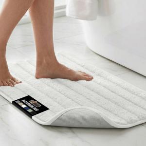 imageGORILLA GRIP Textured Backing Bathroom Rugs Soft Memory Foam Absorbent Striped Bath Mats Machine Washable amp Fade Resistant Bathmat Accessories for Floor Home Decor Shower Essentials Grey 24x16White